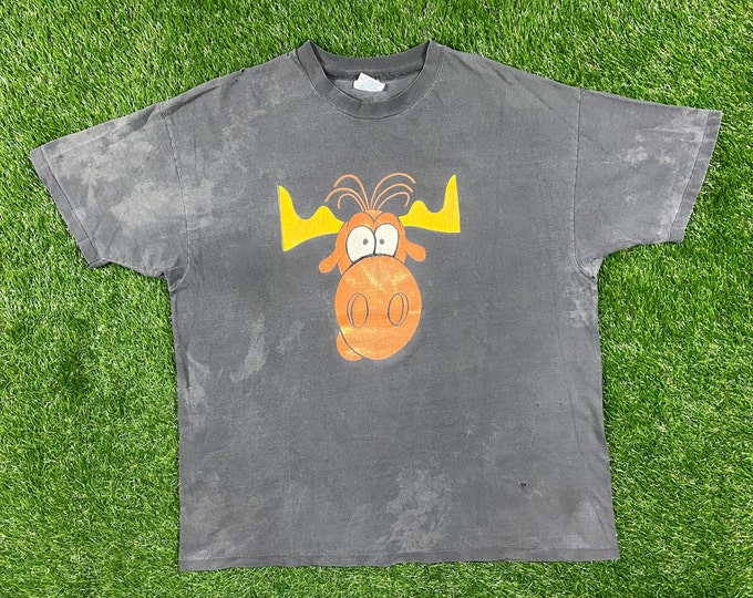 Vintage Bullwinkle J. Moose Taco Bell T Shirt Tee The Adventures of Rocky and Bullwinkle and Friends Hanes XXL Made USA Rare Classic Cartoon
