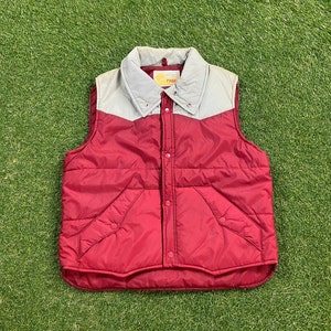 Vintage vermelho inverno colete atlético jaqueta congelar tamanho livre médio m quente zíper jaqueta capa de chuva 1990s casaco caminhadas 90s
