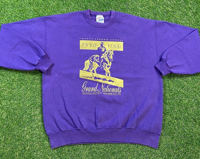 Vintage Paso Fino Crewneck Sweatshirt Jerzees Made USA Size Xtra Large XL Grand Nationals Louisville Kentucky Pull Over Oversized 1990s 90s