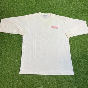 Vintage Compaq Long Sleeve Shirt Made USA Size Xtra Large XL Microsoft Windows Bill Gates Computer Technology Program 1990s 90s
