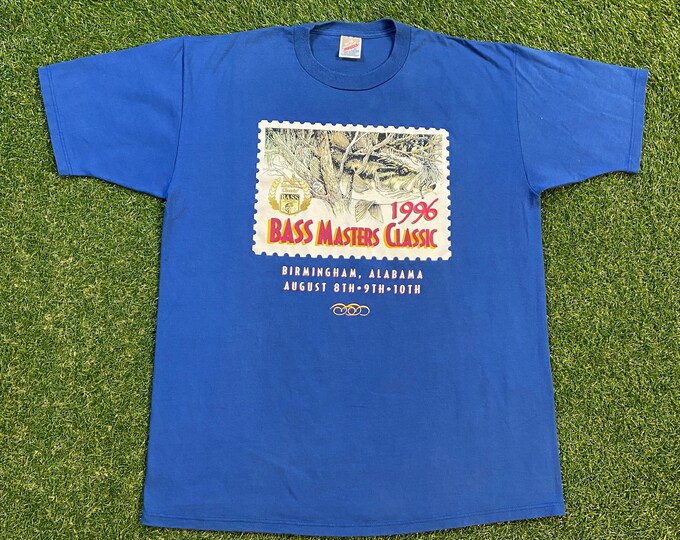 Vintage Bass Masters Classic 1996 T Shirt Tee Made USA Size Xtra Large XL Birmingham Alabama Fishing Hunting Nature 1990s 90s