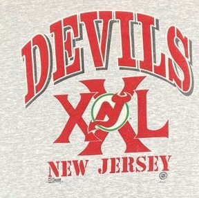 Vintage New Jersey Devils T Shirt NHL Hockey Salem Sportswear Made USA Size  Medium NJ 1990's 90's New York Ny M Roll Ups Sleeves
