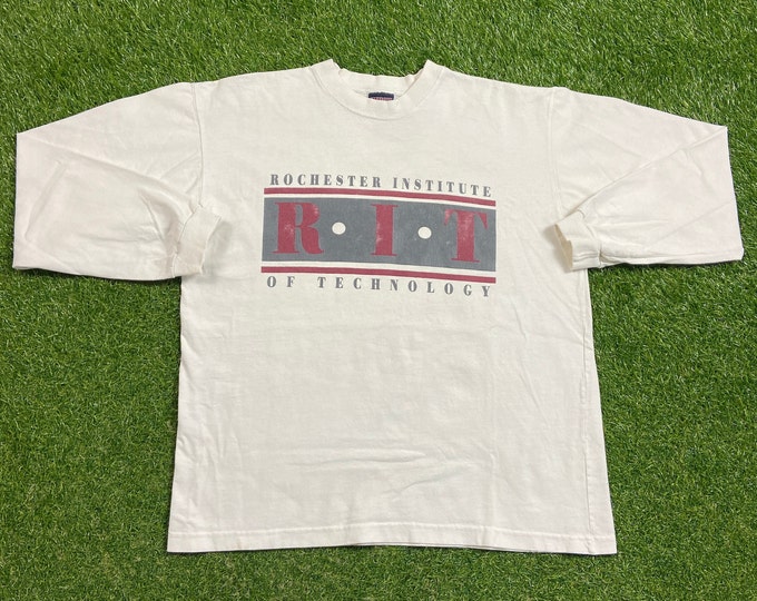 Vintage Rochester Institute of Technology Long Sleeve T Shirt Made USA Size Large L Classic New York NY Campus College 1990s 90s