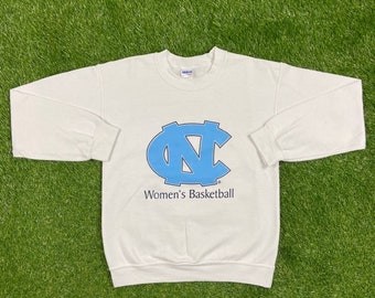 Vintage UNC University of North Carolina Tar Heels Women's Crewneck Sweatshirt Gildan Size Small NCAA College Basketball Sports 1990s
