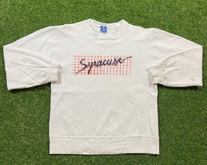 Vintage Syracuse University Crewneck Sweatshirt Champion Made USA Size Medium M New York Orangemen NCAA College Basketball Ny 90s Pull Over