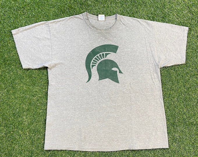 Vintage University of Michigan State Spartans T Shirt Tee Gildan Size Xtra Large XL NCAA College Football Detroit MSU 1990s 90s