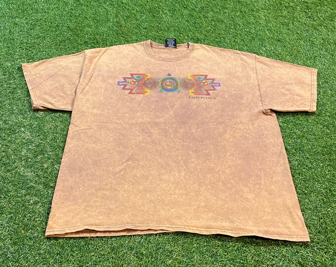 Vintage Taos Pueblo T Shirt Tee Sportex Made USA Size XXL 2XL New Mexico Taos County Sangre de Cristo Mountains 1990s 90s