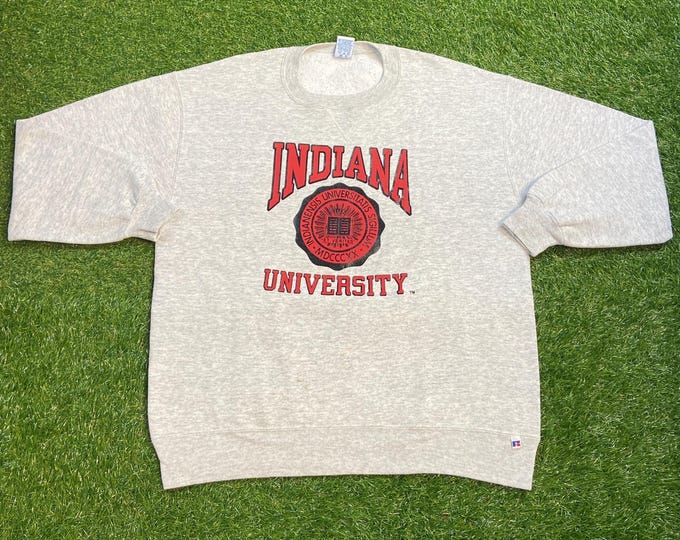 Vintage Indiana University Hoosiers Crewneck Sweatshirt Made Usa Size XXL 2XL NCAA College Basketball IU Classic Pull Over Oversized 1990s