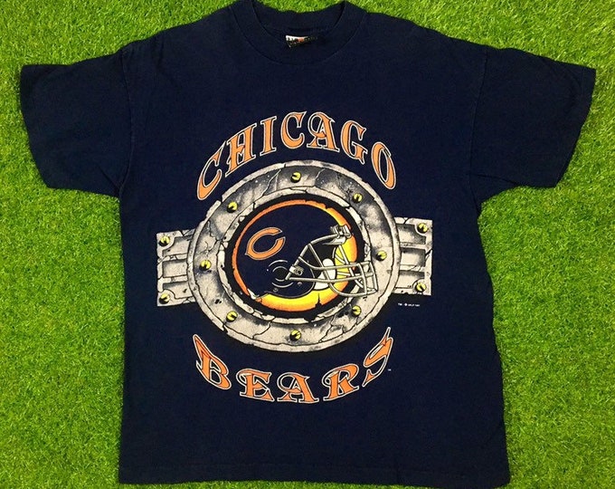 Vintage Chicago Bears NFL Signal Sports 1991 T-Shirt 90s Illinois Size Large Made in USA Cool Graphic Football Tee T Shirt