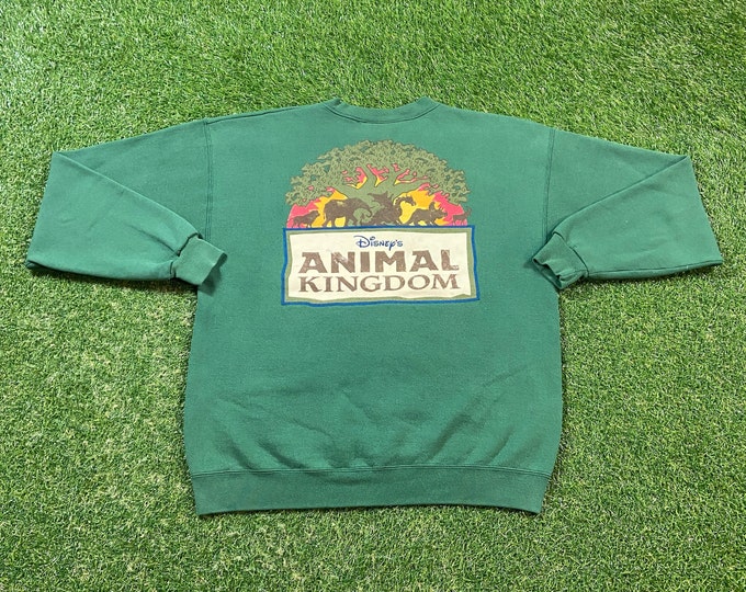 Vintage Disney Animal Kingdom Crewneck Sweatshirt Size Large L Walt Disney World Classic Magic Kingdom Park Zoo Original 1990s 90s