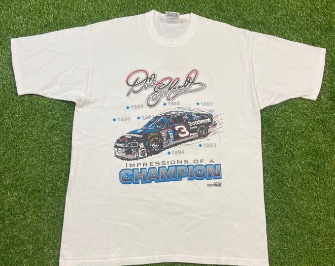 Vintage Dale Earnhardt T Shirt Tee Chase Racewear Made USA Size Xtra Large XL 1990s 90s NASCAR Ring Intimidator Racing Classic Rare Shirt