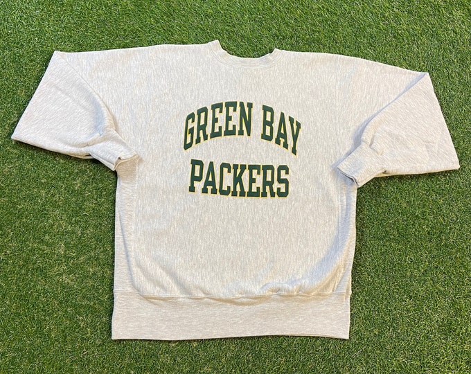 Vintage Green Bay Packers Crewneck Sweatshirt Champion Reverse Weave Made USA Xtra Large XL NFL Football Wisconsin Cheese Pull Over 1990s
