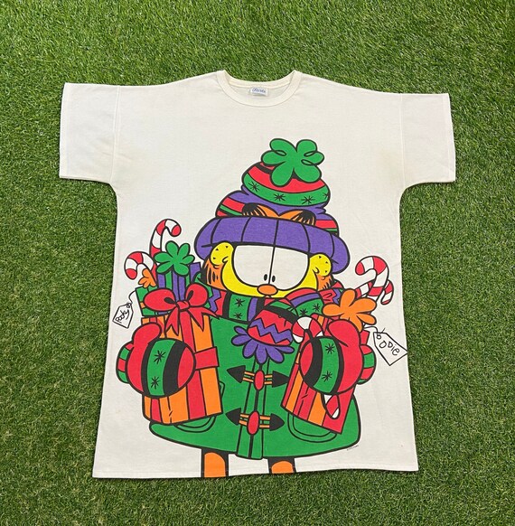 Vintage Garfield Christmas T Shirt Tee Flirts Size Xtra