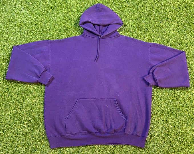 Vintage Plain Purple Hoodie Sweatshirt Jerzees Made USA Size XXL 2XL Quality 1990's Oversized Comfy Great Fit Original 90s Pull Over