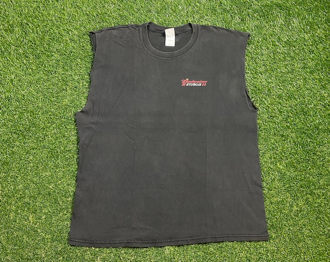 Vintage Budweiser Sturgis 2002 T Shirt Tee Size Xtra Large XL Black Hills Rally Harley Davidson Bike Week HOG Beer 00s
