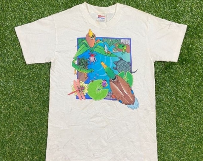 Vintage Great Smoky Mountains T Shirt Tee Hanes Made USA Size Youth Large 14-16 Tennessee North Carolina Appalachian Mountains 1990s 90s Bug