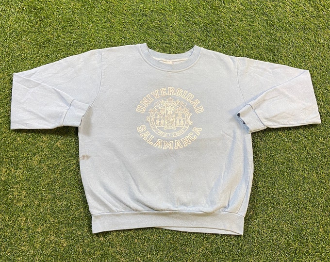 Vintage Universidad Salamanca Crewneck Sweatshirt Made USA Size Small S Spain 1980s 80s Pull Over Oversized