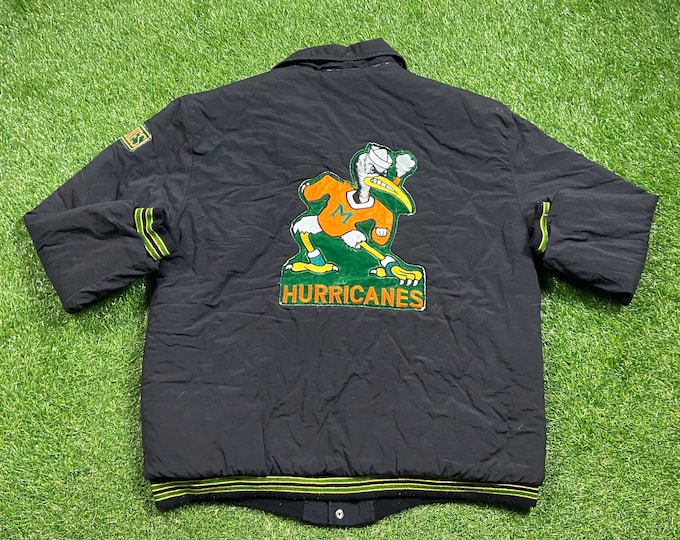 Vintage University of Miami Hurricanes Jacket Size Xtra Large  NCAA College Football 305 The U Florida Windbreaker Light Rain Coat 1990s 90s