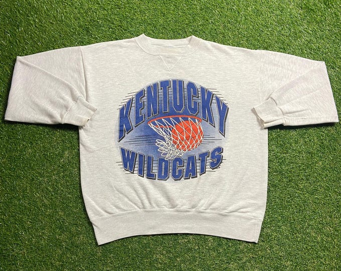 Vintage University of Kentucky Wildcats UK Crewneck Sweatshirt Size Large L Lexington Go Big Blue Classic Ncaa College Basketball 1990s 90s
