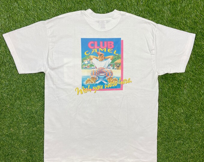 Vintage Club Camel Member T Shirt Tee Made USA Size Xtra Large XL Smoking Cigarettes Classic Cigars 1990s 90s Rare