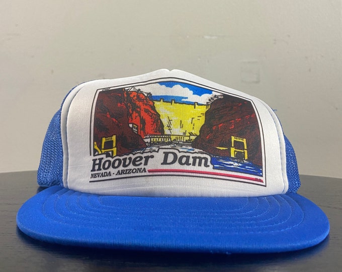 Vintage Hoover Dam Snapback Hat OSFA Black Canyon Colorado River Nevada Arizona 1990s 90s