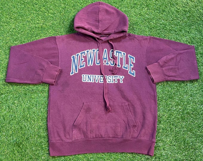 Vintage Newcastle University Hoodie Sweatshirt Size Small S Great Britain England Classic Original Euro 1990s 90s Pull Over