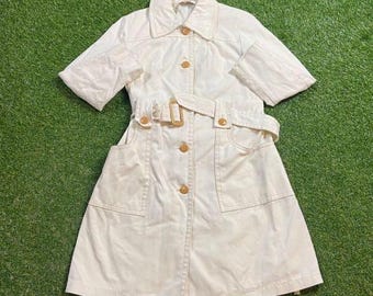 Vintage White Peacoat Jacket Size Small S Authentic Classic Overcoat Retro Fashion 1990s 90s