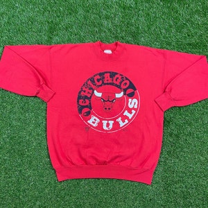 Vintage Chicago Bulls Crewneck Sweatshirt Hanes Size Large L NBA Basketball Jordan 1990s 90s Pull Over Oversized Comfy