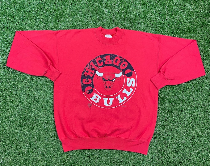 Vintage Chicago Bulls Crewneck Sweatshirt Hanes Size Large L NBA Basketball Jordan 1990s 90s Pull Over Oversized Comfy