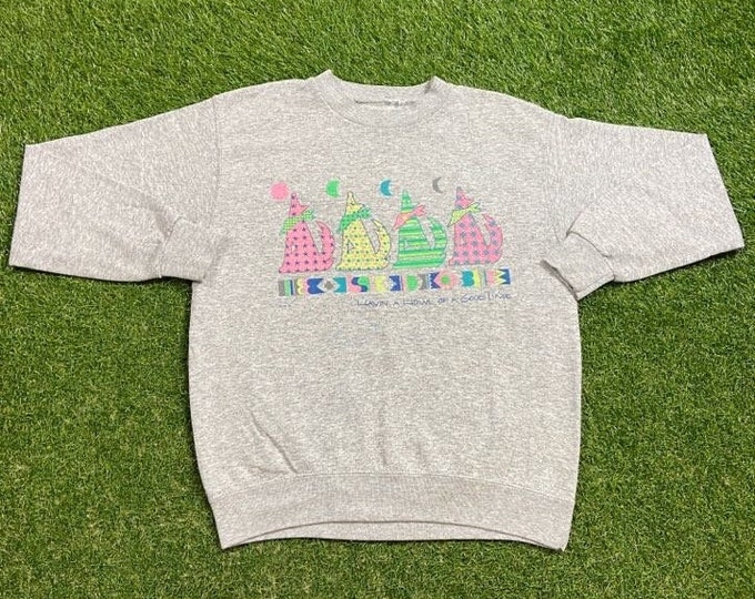 Vintage Havin A Howl of a Good Time Crewneck Sweatshirt Size Large L Wolves Wolf Pack Quality Oversized Great Fit Original 90s Pull Over