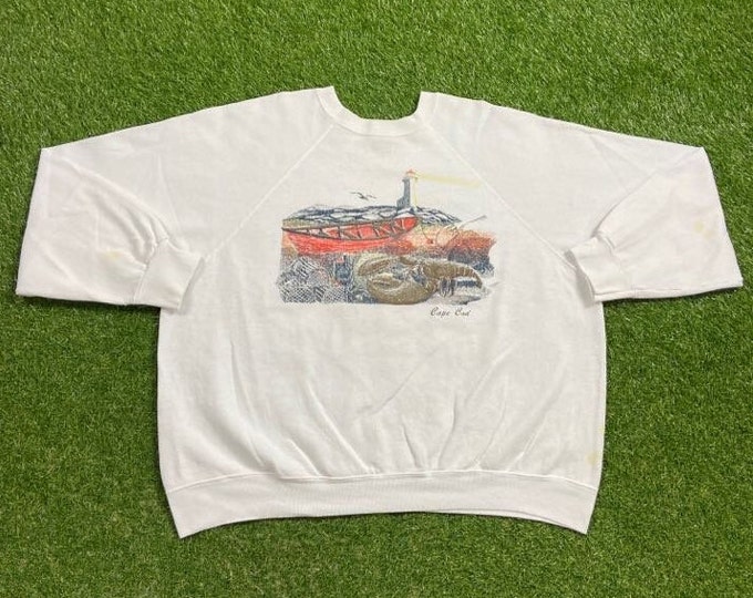 Vintage Cape Cod Crewneck Sweatshirt Tultex Made USA Size XXL 2XL Massachusetts New England 1990s 90s Pull Over Oversized