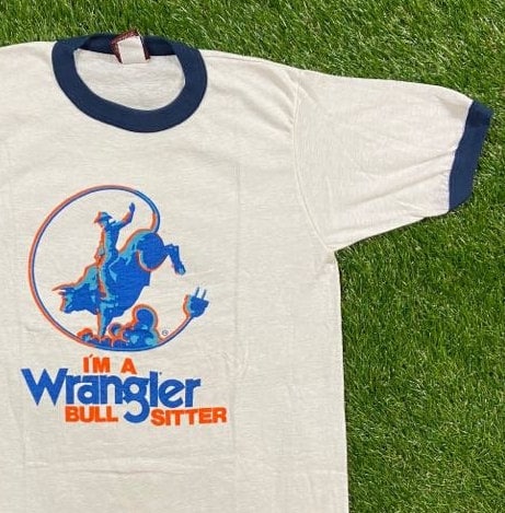 Vintage Wrangler T Shirt Tee Wrapid Transit Made USA Size Small American USA Classic Blue Jeans S Vintage Wrangler T Shirt Tee Wrapid Transit Made USA Size Small American USA Classic Blue Jeans S