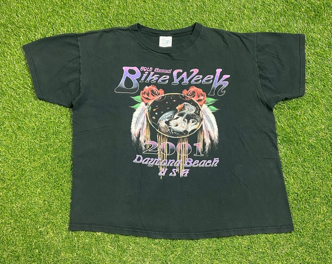 Vintage Bike Week 2001 T Shirt Tee Size Xtra Large XL Daytona Beach Florida FL Harley Davidson 3D Eagle Motorcycle Biker All Over 00s