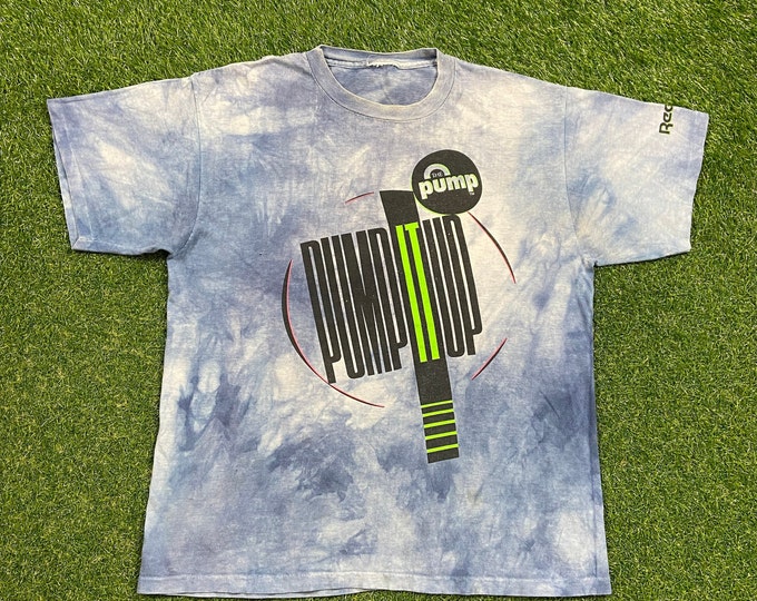 Vintage Reebok The Pump Pump it Up T Shirt Tee Size Xtra Large XL Classic Sportswear 1990s 90s Big Logo All Over
