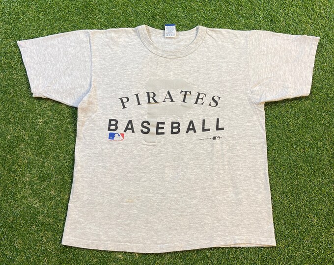 Vintage Pittsburg Pirates T Shirt Tee Champion Made USA Size Large L MLB Baseball Clemente Bond Pennsylvania 1990s 90s