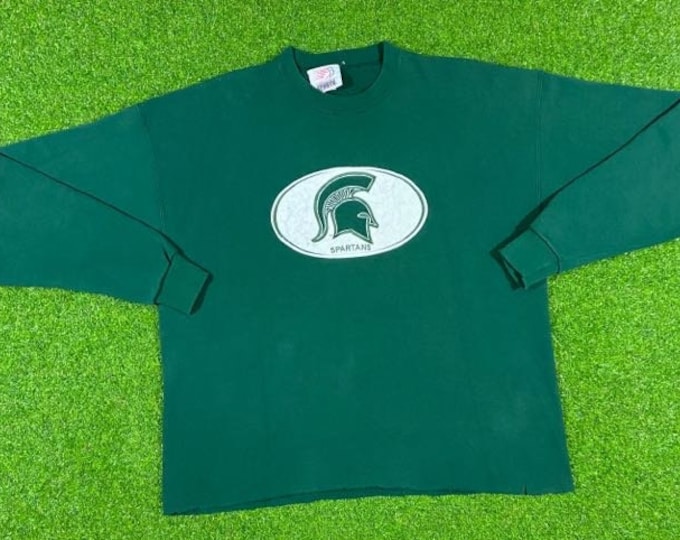 Vintage Michigan State University Sweatshirt Crewneck Xtra Large Made USA NCAA Football Spartans Detroit 1980's 80s Comfy Classic XL