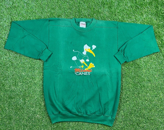Vintage University of Miami Hurricanes Crewneck Sweatshirt Team Edition Size Large L 305 The U Miami Style Florida NCAA College Football