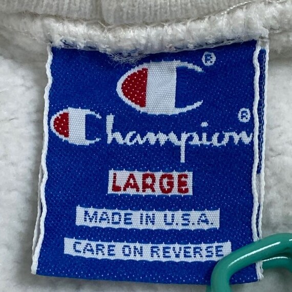 Vintage Plain White Champion Hoodie Sweatshirt Size Large L