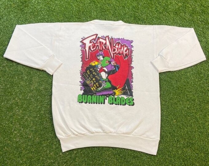 Vintage Fear Nothing Gear Crewneck Sweatshirt Xtra Large XL Dangerous Gear Sports American Brand Classic Street Wear 1990s 90s Rollerblade