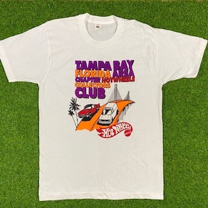 Vintage Hot Wheels T Shirt Tampa Bay Florida Area Collectors Club Fruit of the Loom Large 1990s 90s Nascar Racing Classic Rare Shirt