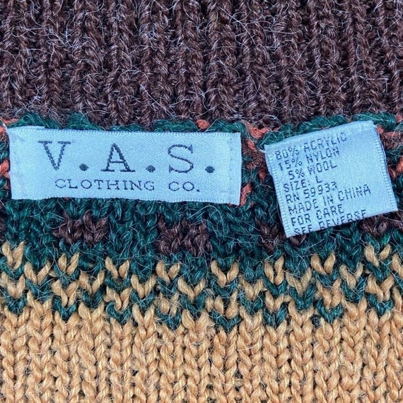 Vintage V.A.S. Clothing Co Cardigan Sweater Size Large L 1980s 80s Comfy Button Down Striped