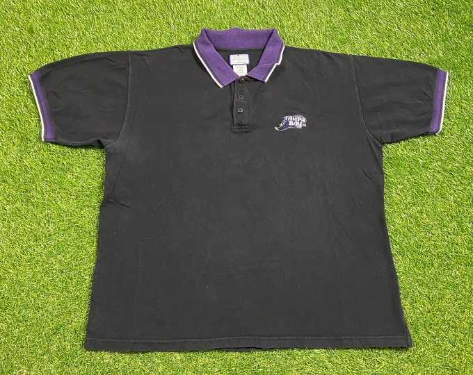 Vintage Tampa Bay Devil Rays Polo Shirt Athletic Size Large L MLB Baseball American League Bucs Florida 1990s 90s