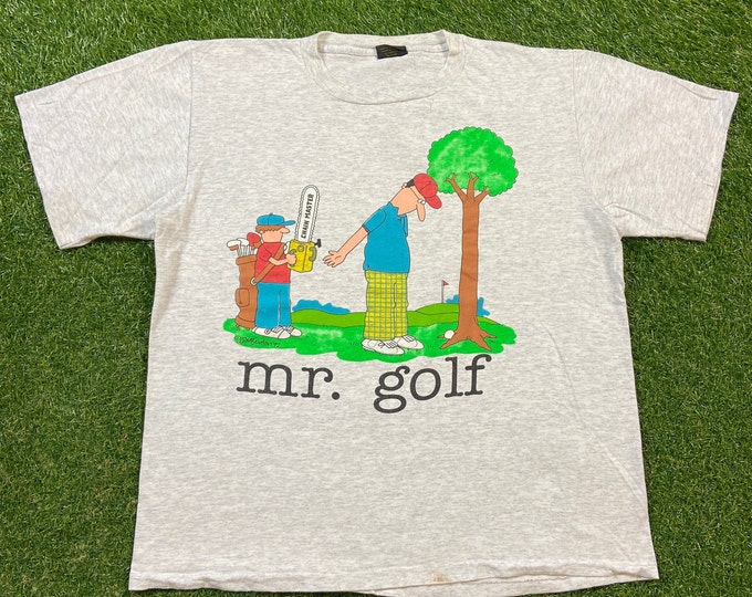 Vintage Mr Golf T Shirt Tee Made USA Size Xtra Large XL Classic Cartoon Animation US Open Masters Collection Tiger Woods 1990s 90s