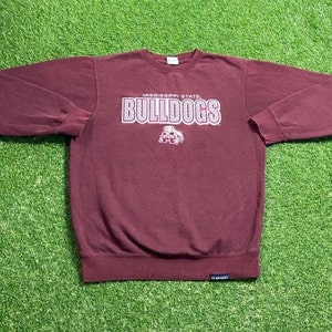 Moletom vintage com gola redonda da Universidade Estadual do Mississippi, tamanho médio M, NCAA College Football Bulldogs, anos 90, moletom oversized