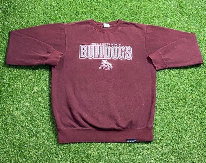 Vintage Mississippi State University Crewneck Sweatshirt Size Medium M NCAA College Football Bulldogs 1990s 90s Pull Over Oversized