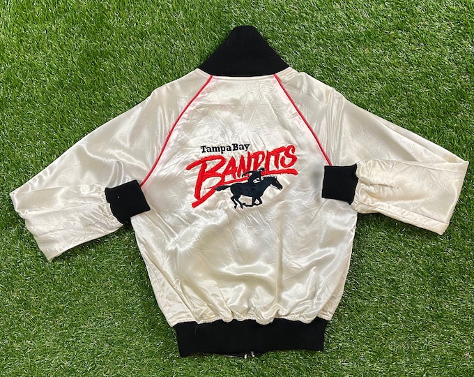 Vintage Tampa Bay Bandits Satin Jacket Size XS Xtra Small 80s United States Football League USFL NFL Buccaneers 1980s Florida Tom Brady 12