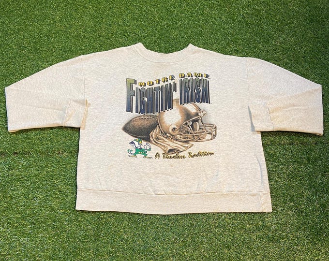 Vintage University of Notre Dame Crewneck Sweatshirt Size XXL 2XL Fightin' Irish Indiana NCAA College Football 1990s 90s Pull Over Oversized
