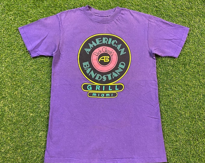 Vintage Dick Clark's American Bandstand Grill T Shirt Tee Hanes Made USA Size Medium M Miami Restaurant 1990s 90s