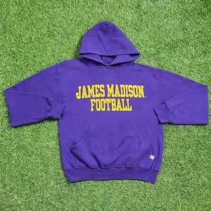 Vintage James Madison University Hoodie Sweatshirt Russell Athletic Size Small Virginia College 1990s 90s Pull Over Oversized