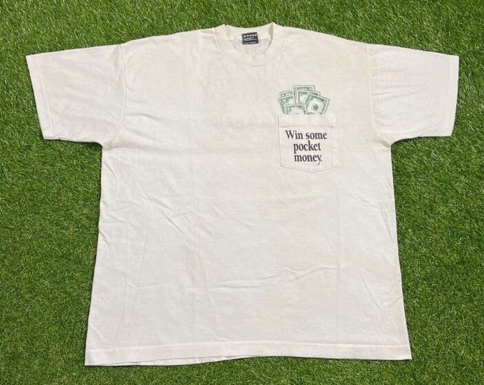 Vintage The Granite State Lottery T Shirt Tee Made USA Size Xtra Large XL New Hampshire Money Lottery Cash Gambling Profit Loss 1990s 90s
